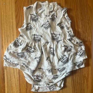 Kate Quinn 18-24 months bamboo double ruffle skirted bodysuit typewriter print